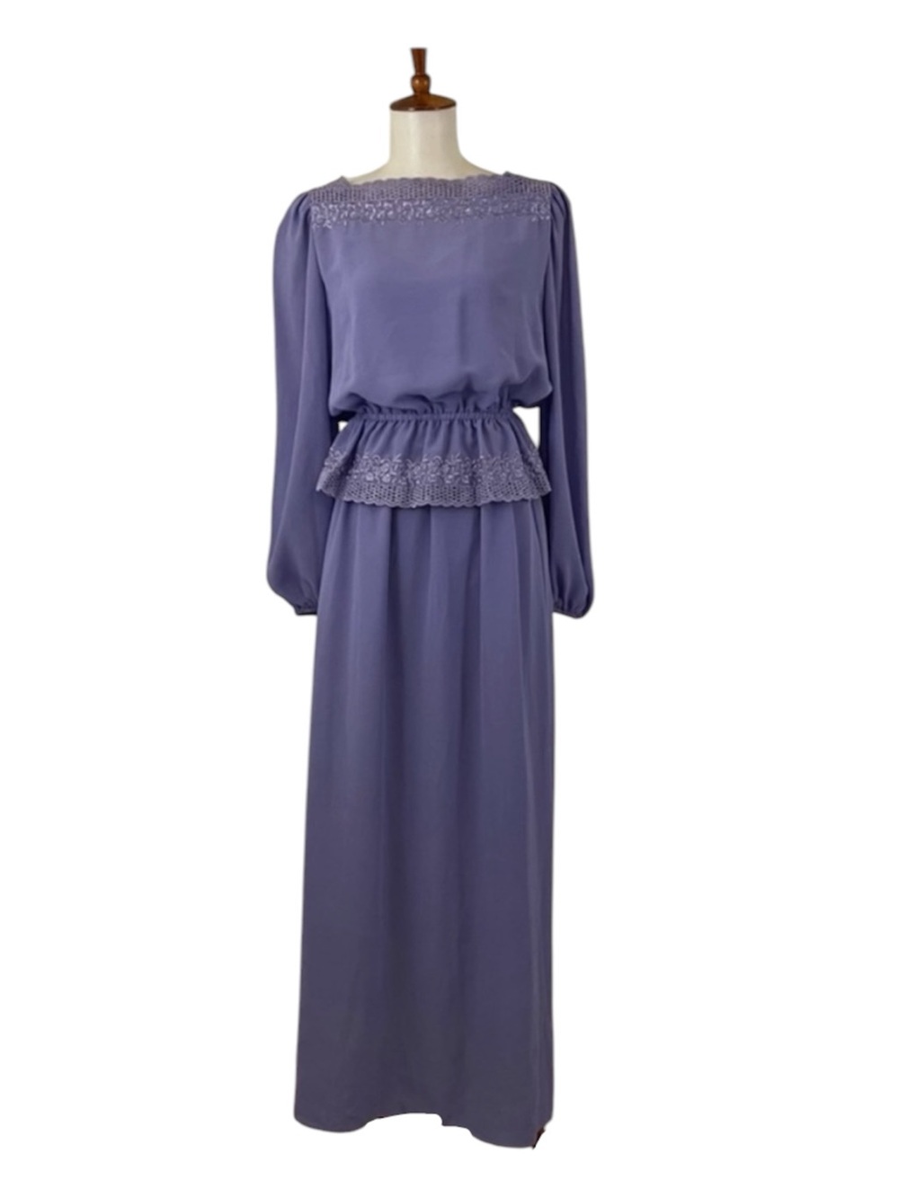 Vintage 70s Purple Dress Set‎ L Monochrome Prairie Modest Coquette Romantic